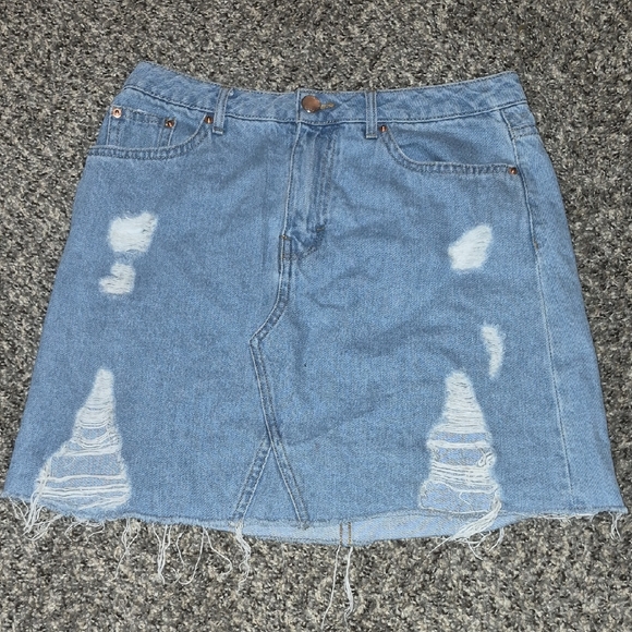 H&M Blue Distressed Mini Skirt - Picture 1 of 3
